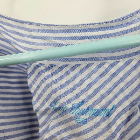 Loup Charmant Dress Blue White Parrot Striped Cotton-Voile Mini Wrap Size XS - Picture 4 of 7